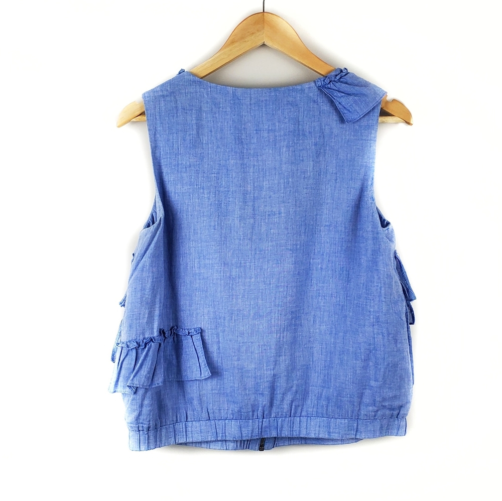 J. Crew Zipper Front Ruffle Top Size Medium - Picture 3 of 3